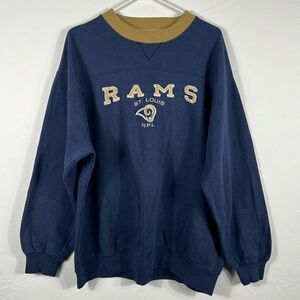 🔥🏈 Vintage ST.LOUIS RAMS NFL Embroidered Heavy Crewneck Sweatshirt Sz XL - GUC